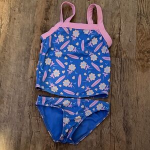 Roxy Girl Blue and Pink Floral Two-Piece Tankini Swim Set - 5